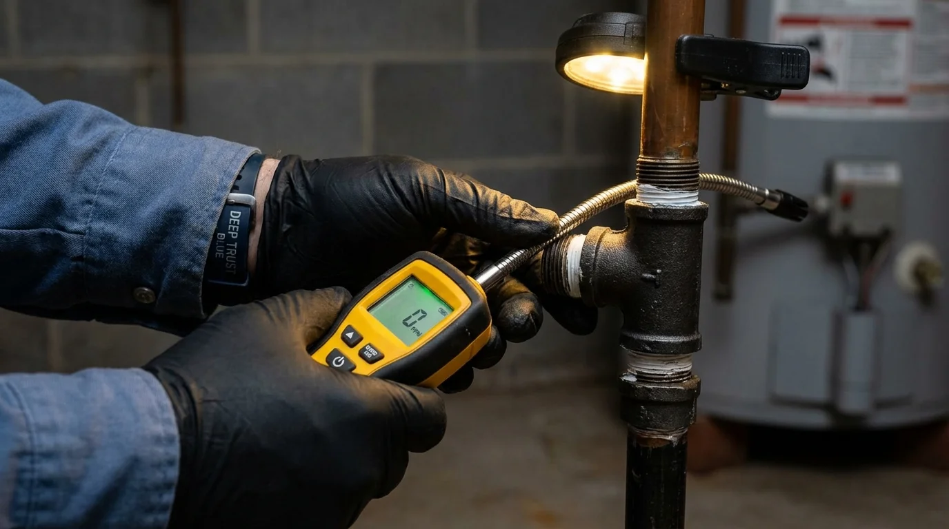 Gas leak detection with electronic sniffer by Johns Plumbing LLC in McAdoo