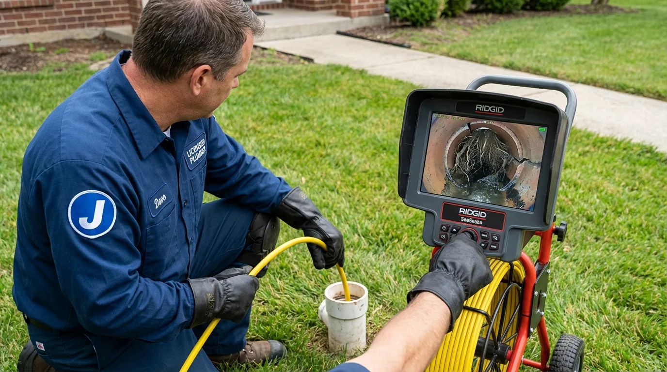 Sewer camera inspection being performed by Johns Plumbing LLC in McAdoo