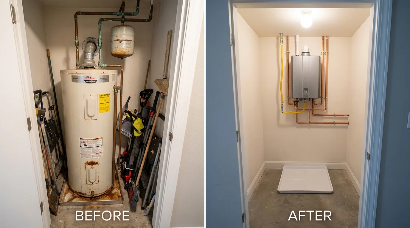Tank water heater versus wall-mounted tankless unit comparison for McAdoo, PA homeowners